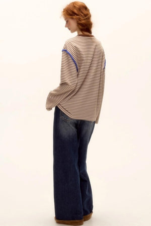 Striped Bead Embroidery Top