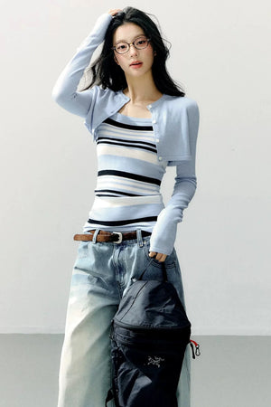 Striped Camisole Blouse Set-Up