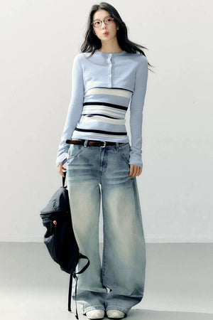 Striped Camisole Blouse Set-Up