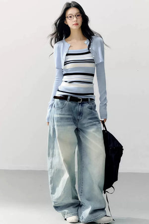 Striped Camisole Blouse Set-Up