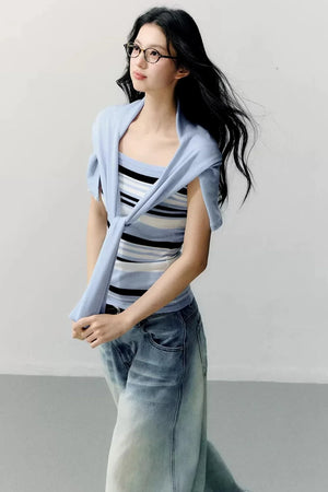 Striped Camisole Blouse Set-Up