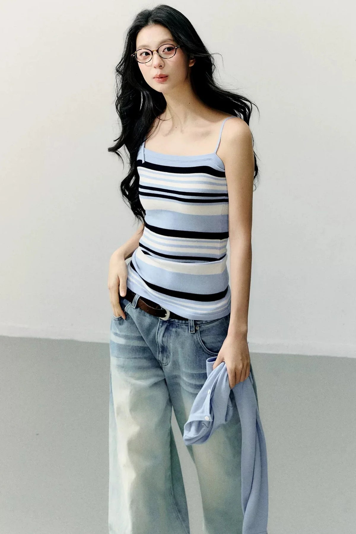 Striped Camisole Blouse Set-Up
