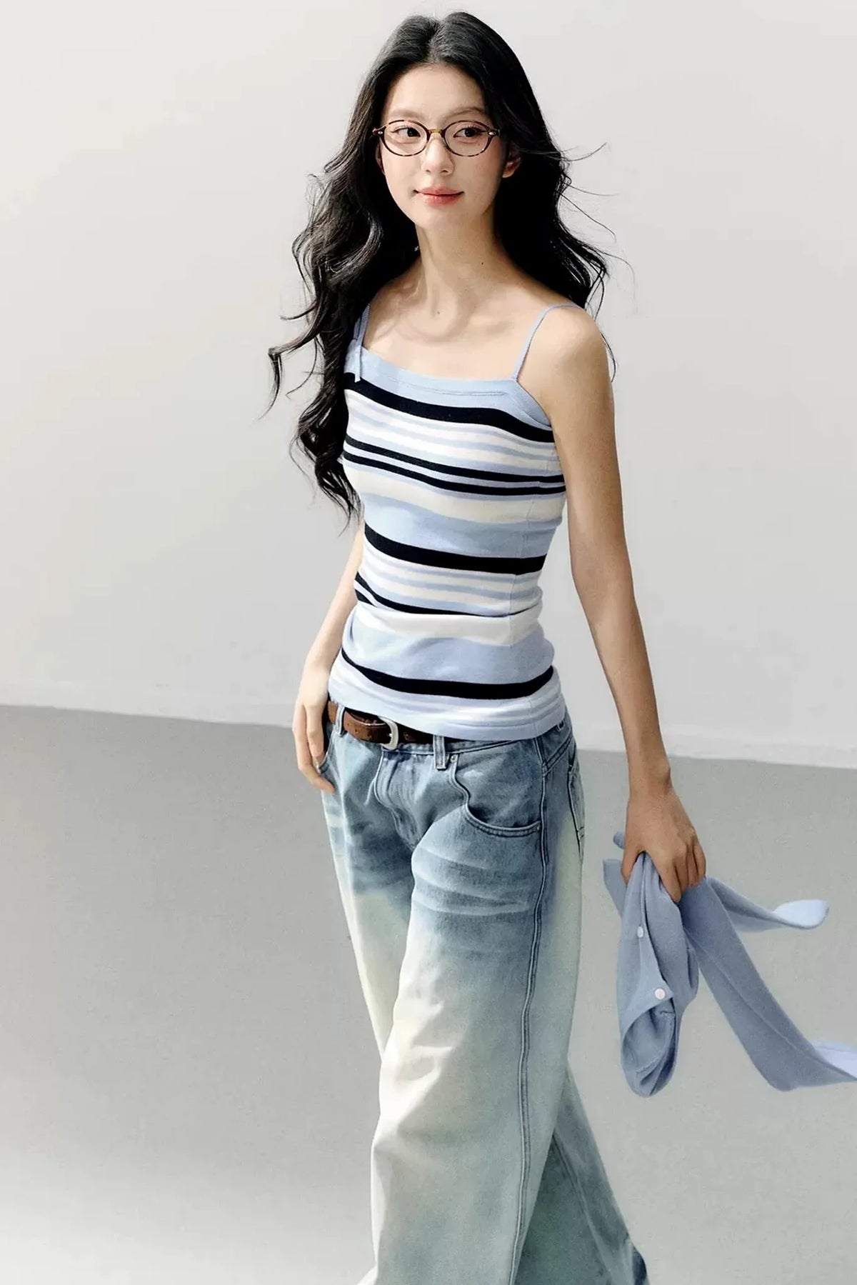 Striped Camisole Blouse Set-Up