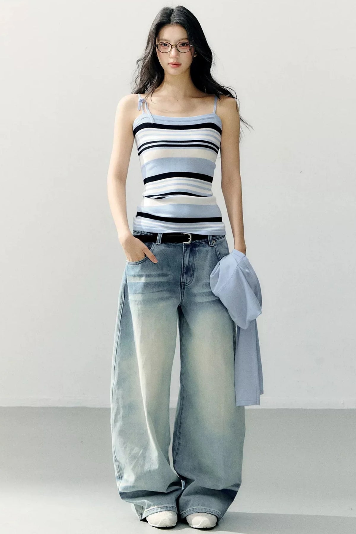 Striped Camisole Blouse Set-Up