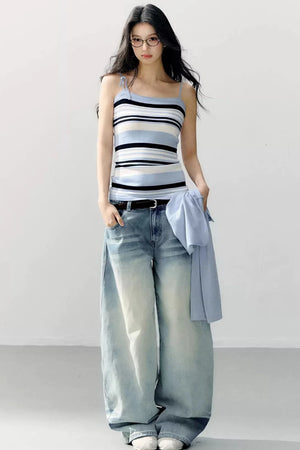 Striped Camisole Blouse Set-Up