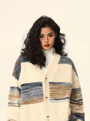Striped cardigan knit jacket