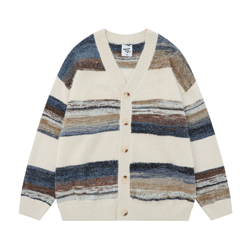 Striped cardigan knit jacket