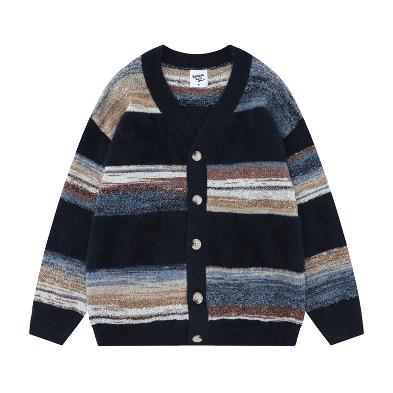 Striped cardigan knit jacket