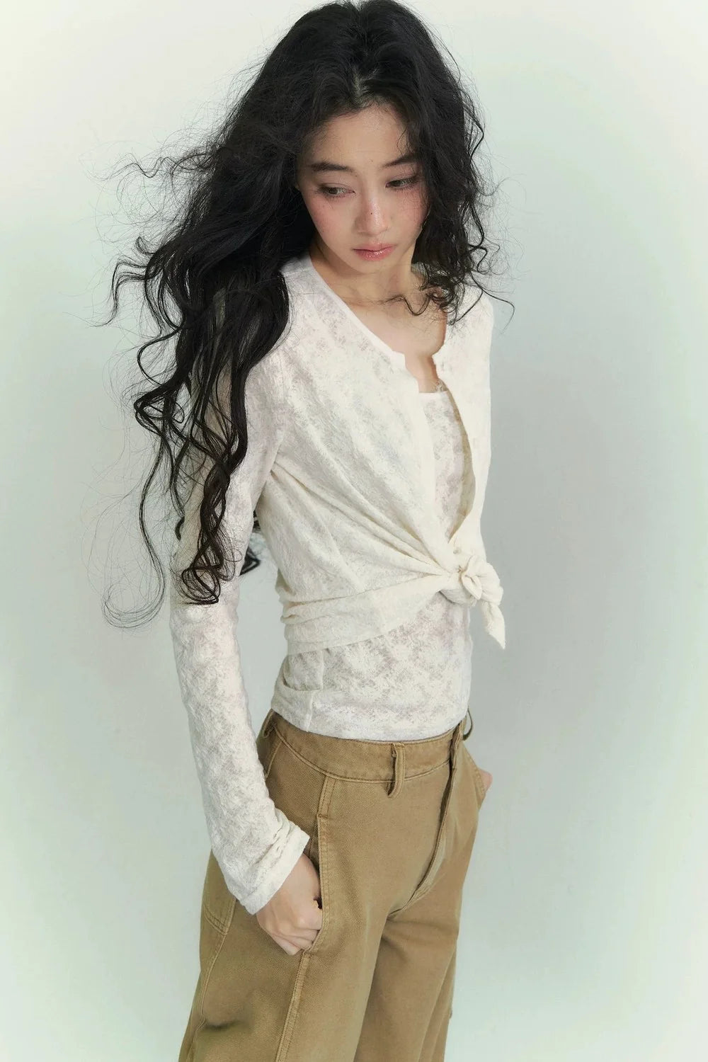 Striped Cardigan Two-Piece Set-Up