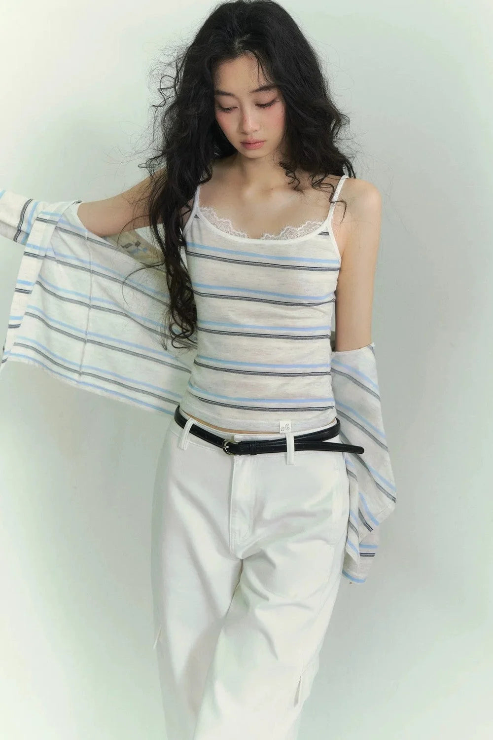 Striped Cardigan Two-Piece Set-Up