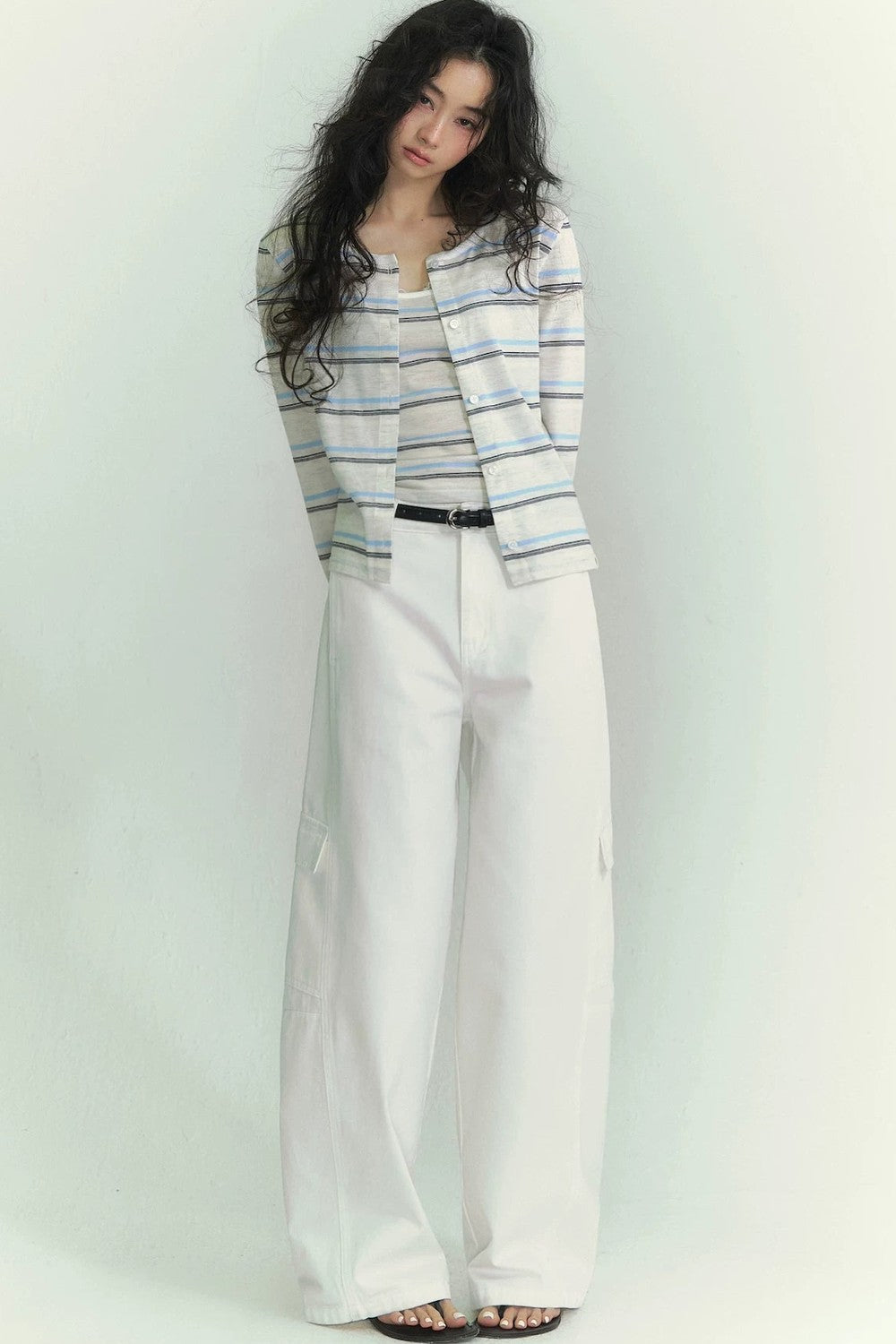 Striped Cardigan Two-Piece Set-Up