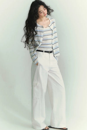 Striped Cardigan Two-Piece Set-Up