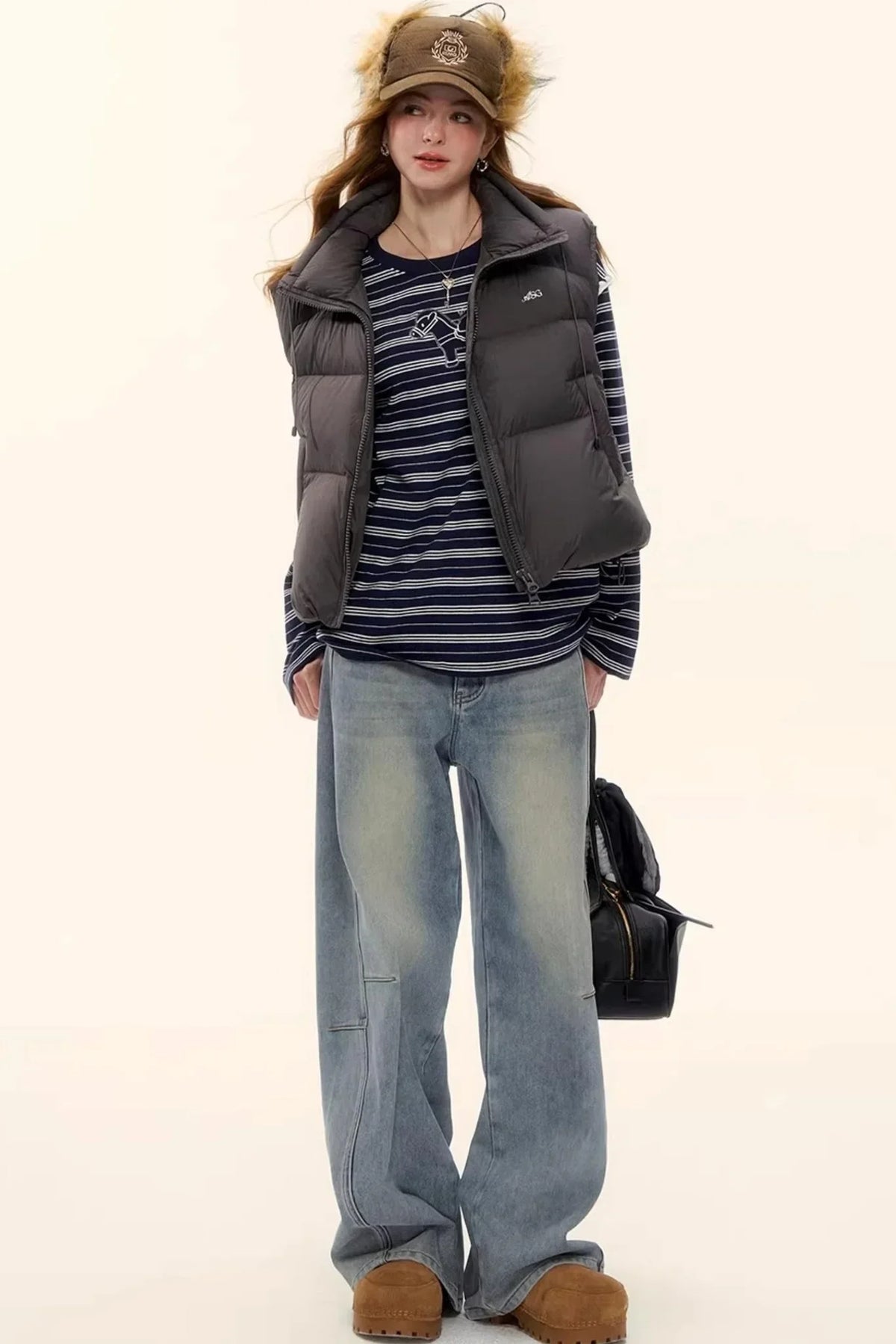 Striped Color-Blocked Crew Sweater