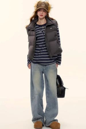Striped Color-Blocked Crew Sweater