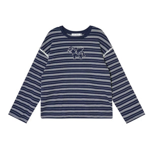 Striped Color-Blocked Crew Sweater
