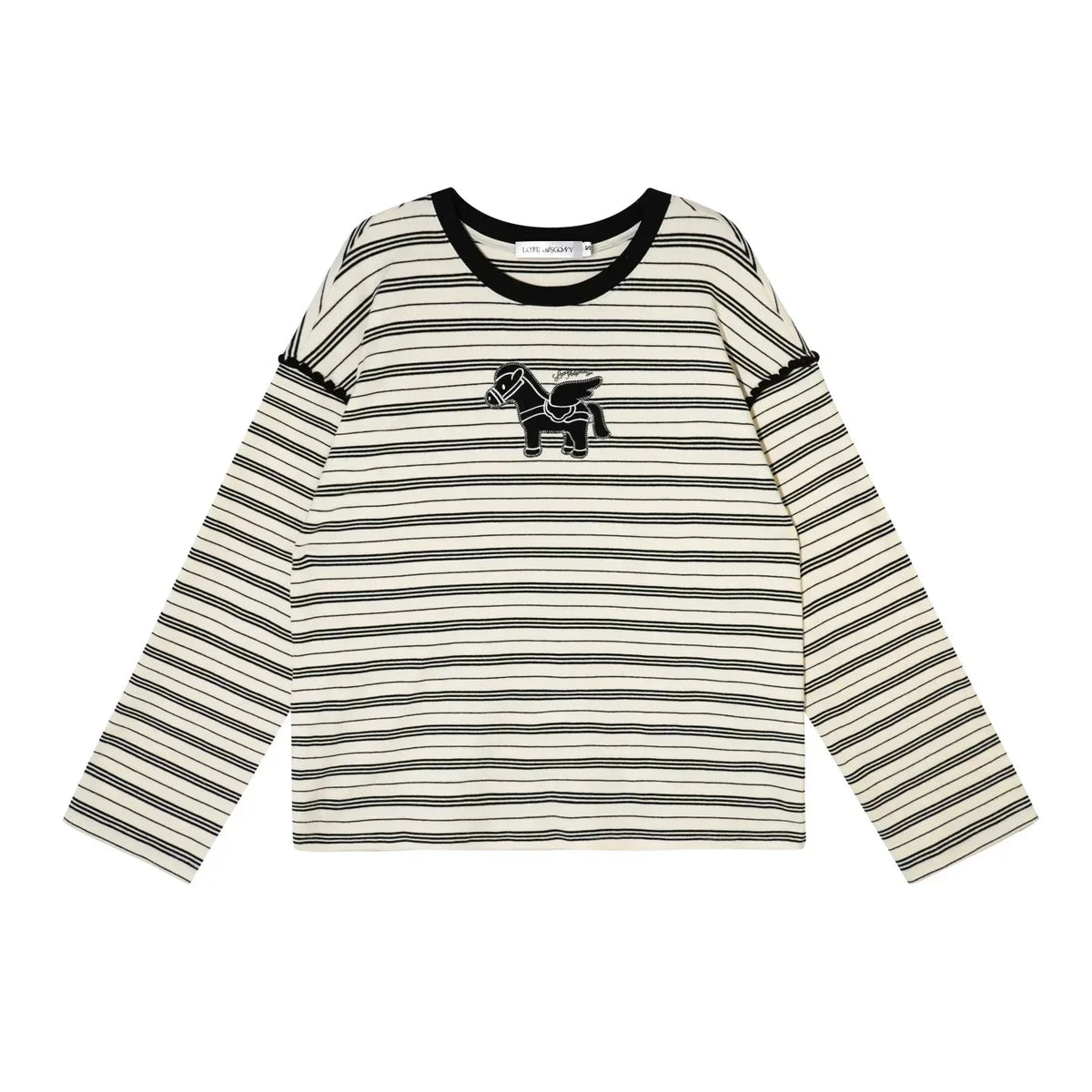 Striped Color-Blocked Crew Sweater