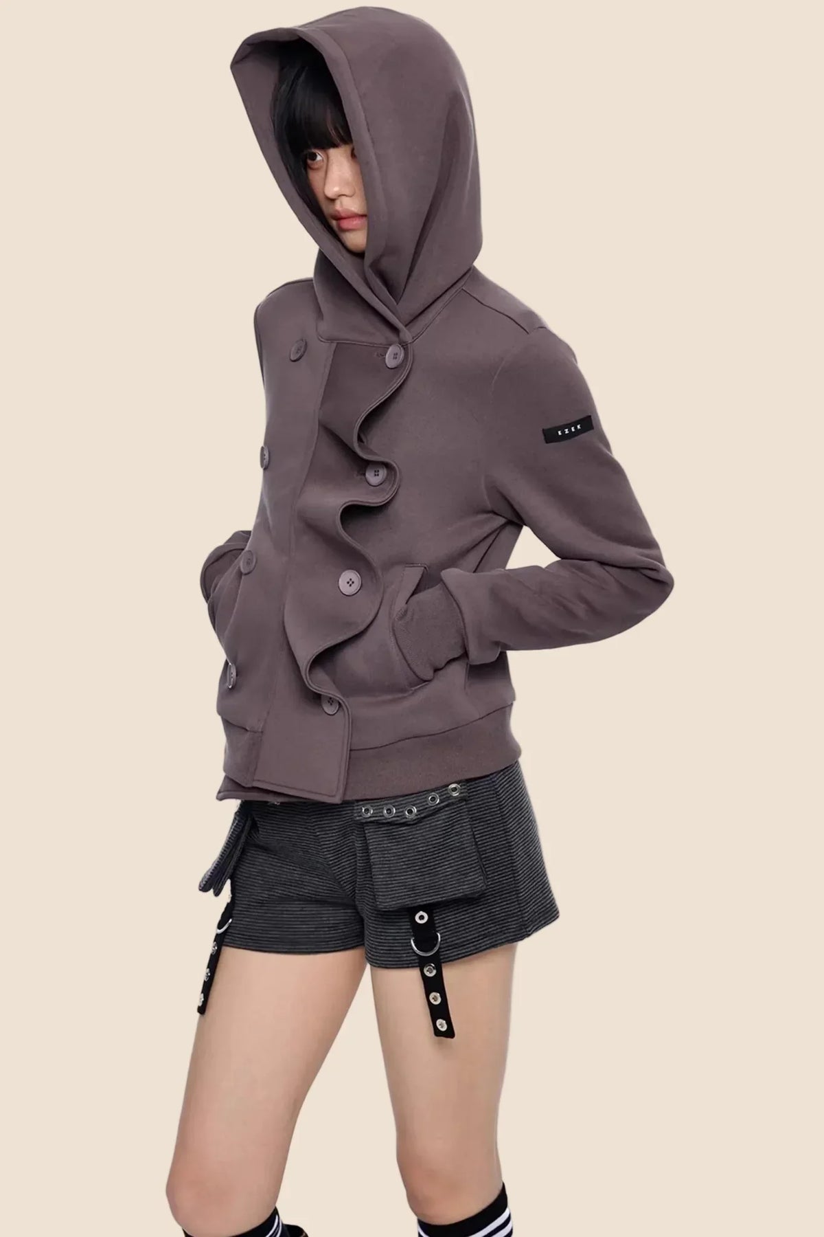 Striped Deconstructed Hooded Top