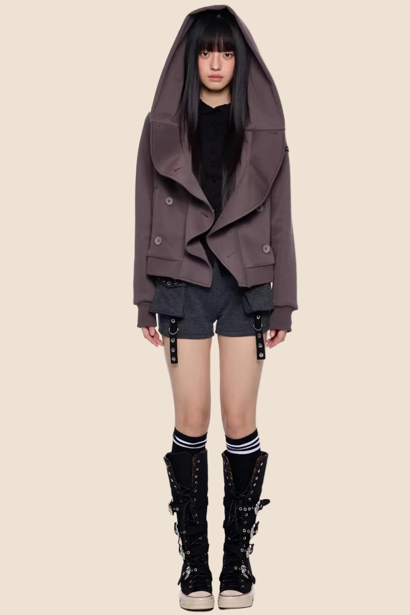 Striped Deconstructed Hooded Top