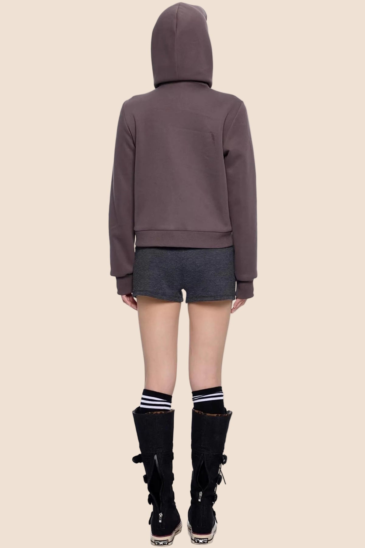 Striped Deconstructed Hooded Top