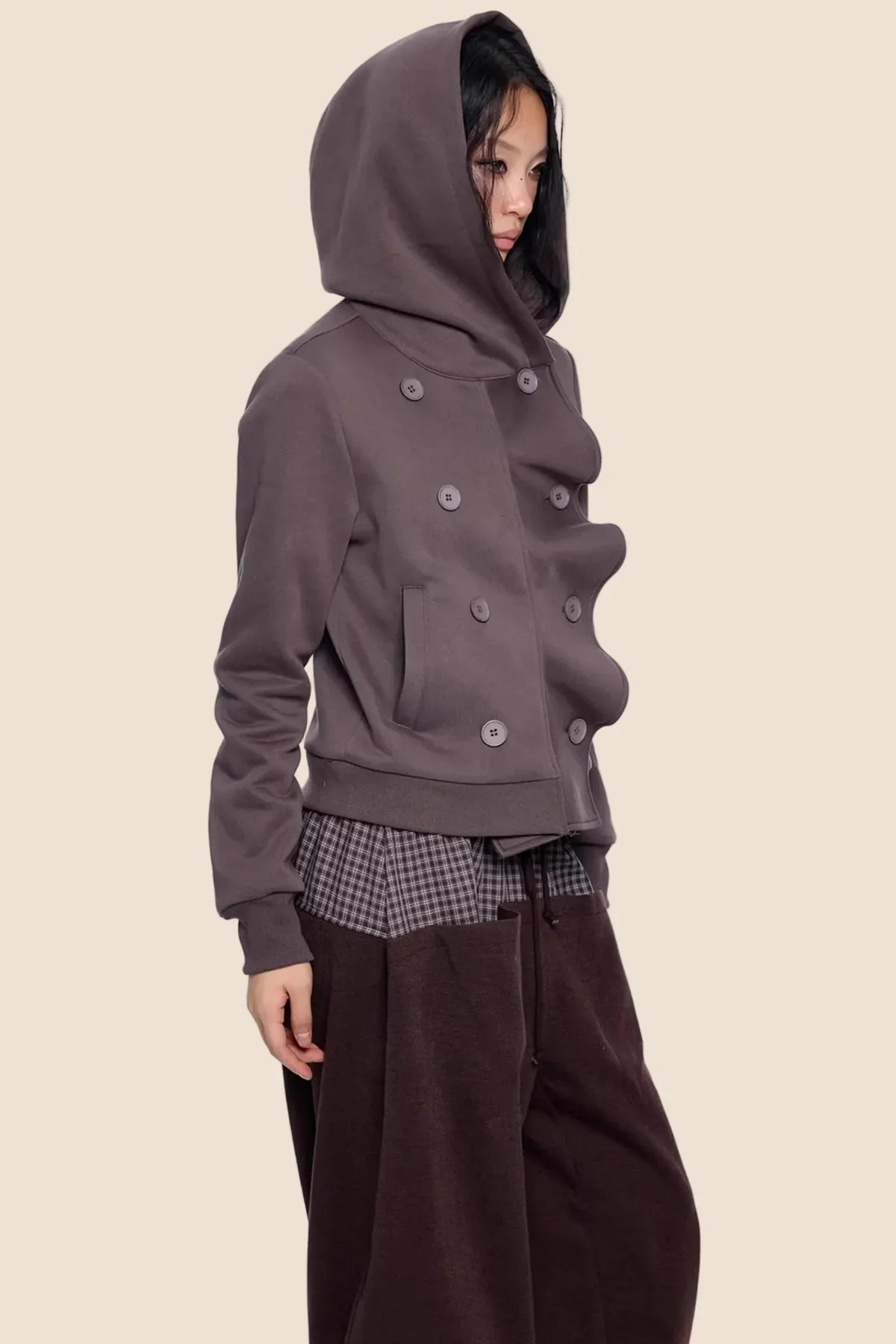 Striped Deconstructed Hooded Top