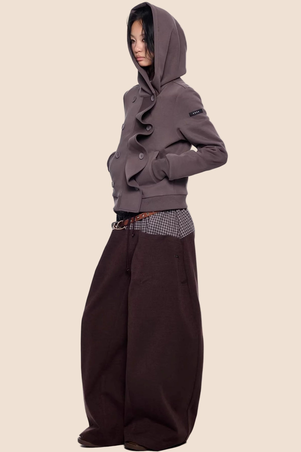 Striped Deconstructed Hooded Top