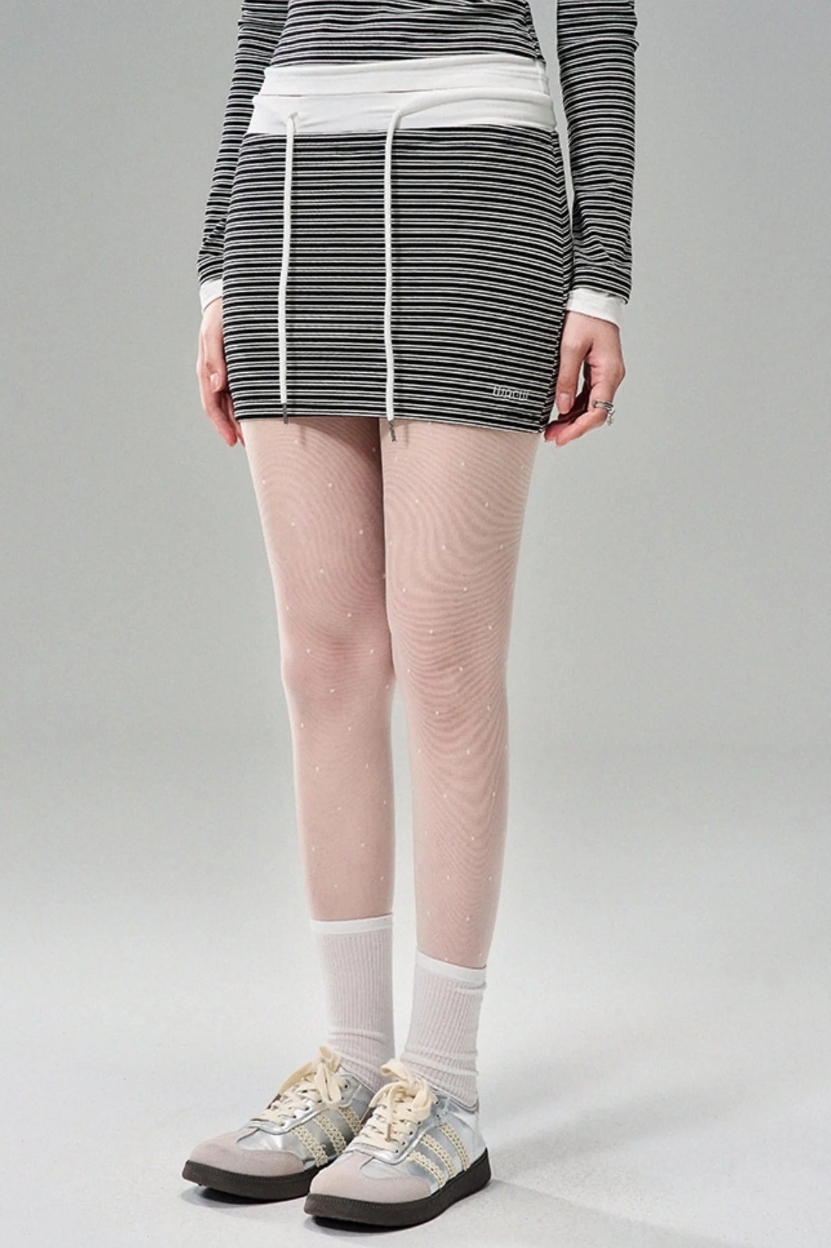 Striped Elegance Black & White Long Sleeve Dress Set-Up