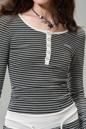 Striped Elegance Black & White Long Sleeve Dress Set-Up