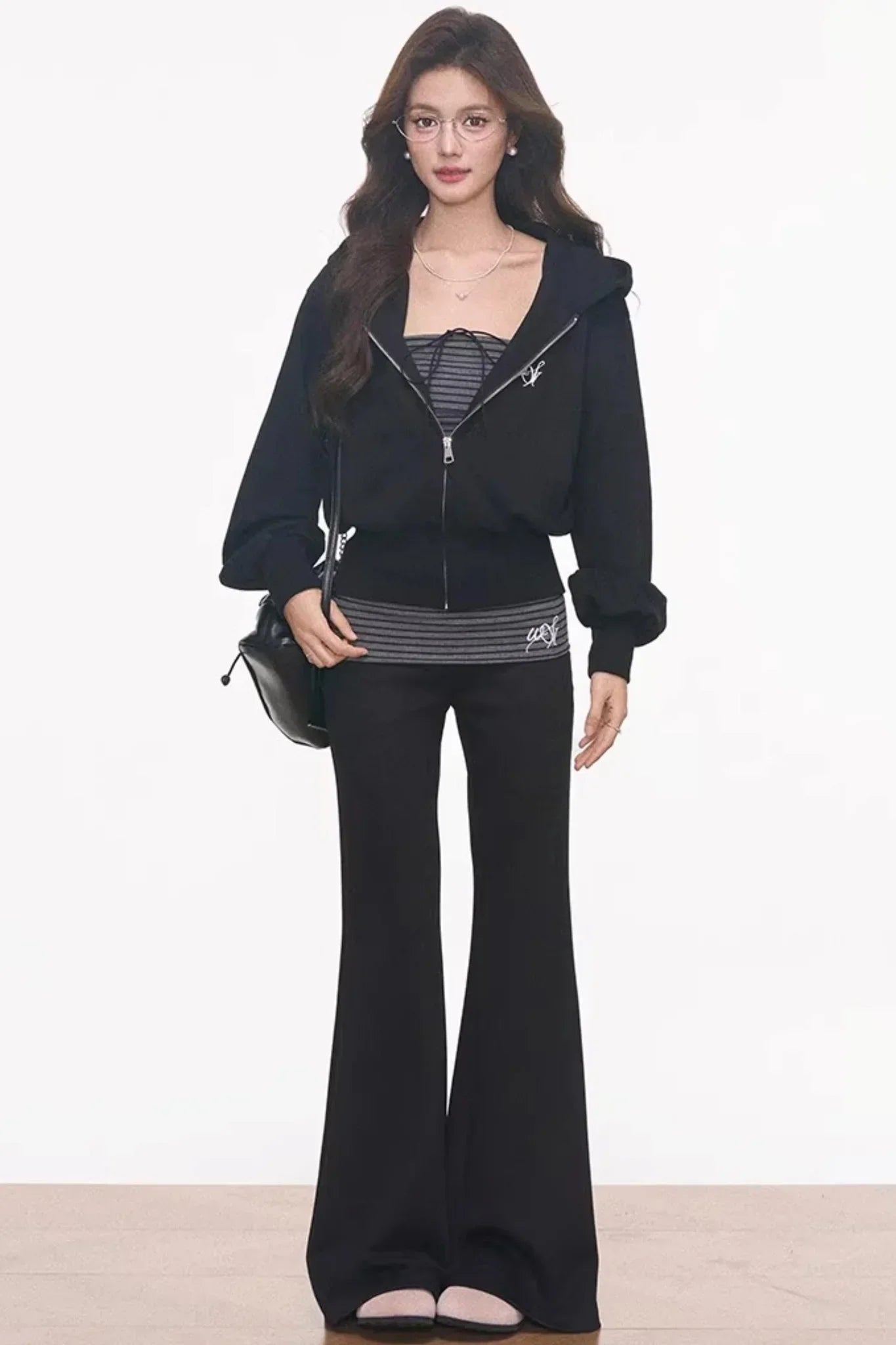 Striped Flared Pants Jacket Set-Up