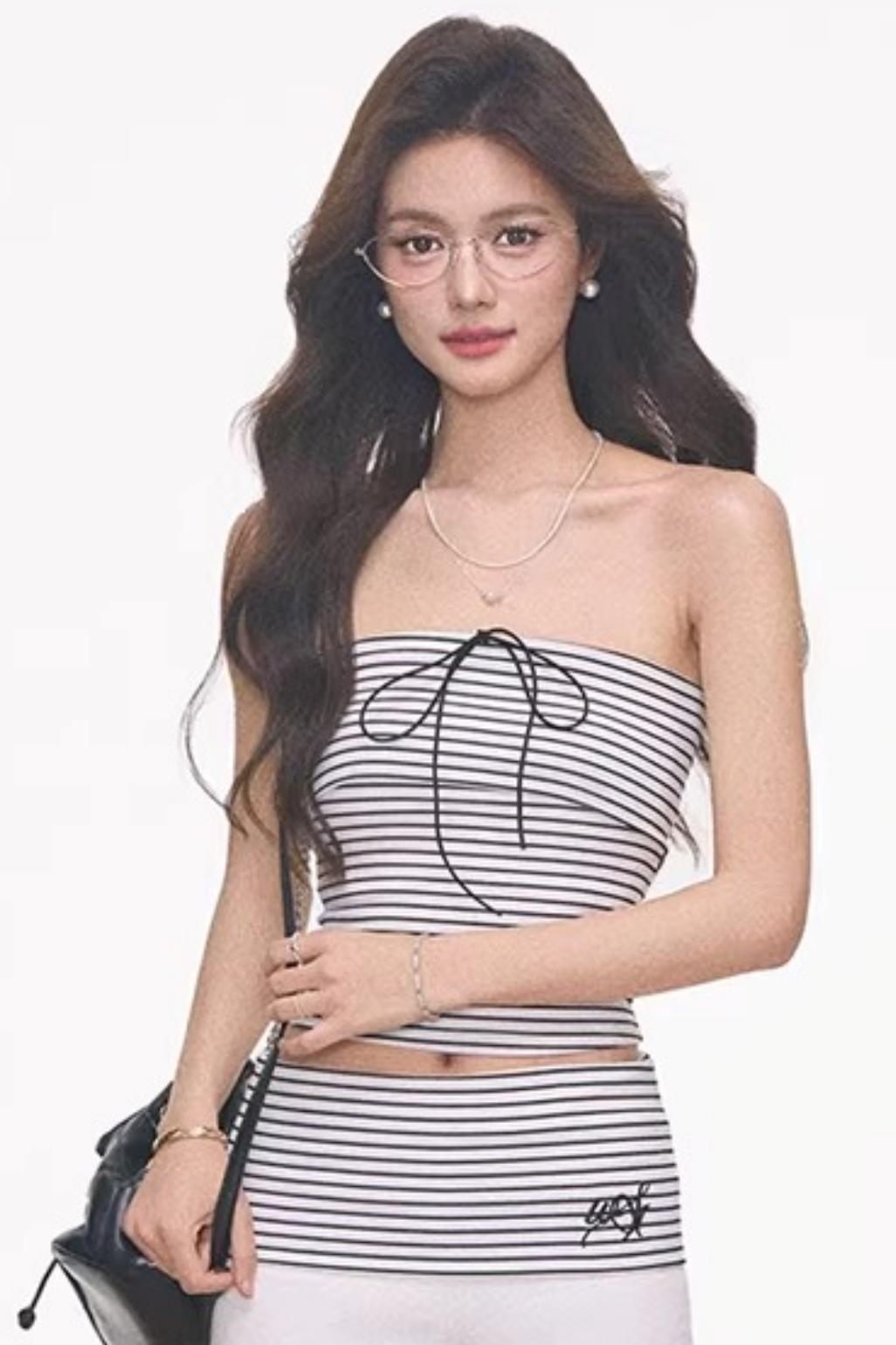 Striped Flared Pants Jacket Set-Up