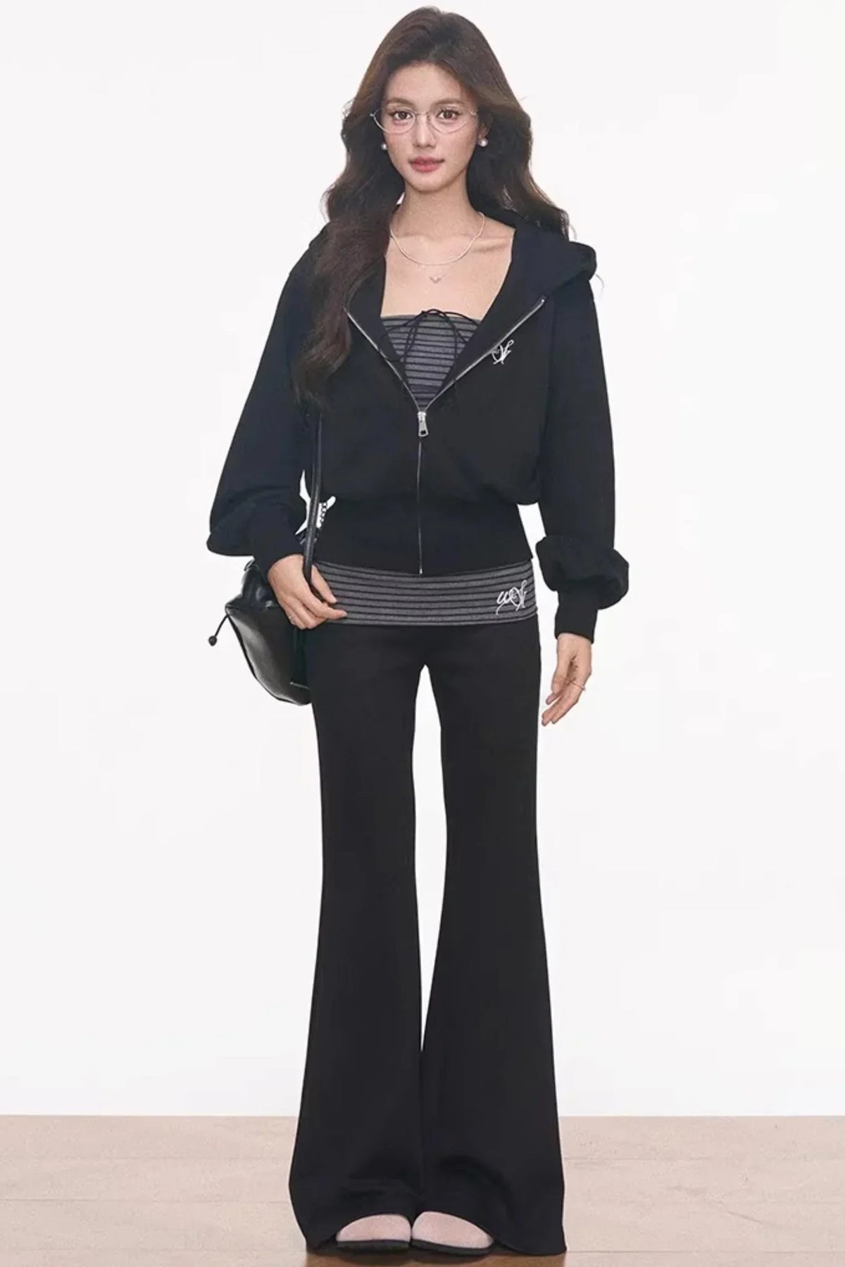 Striped Flared Pants Jacket Set-Up