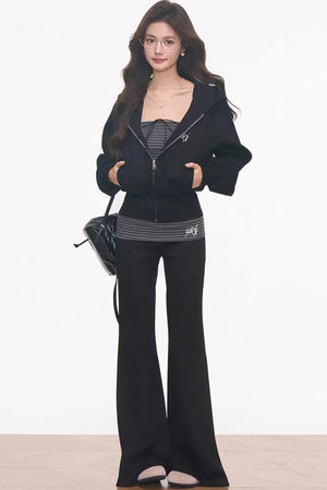 Striped Flared Pants Jacket Set-Up