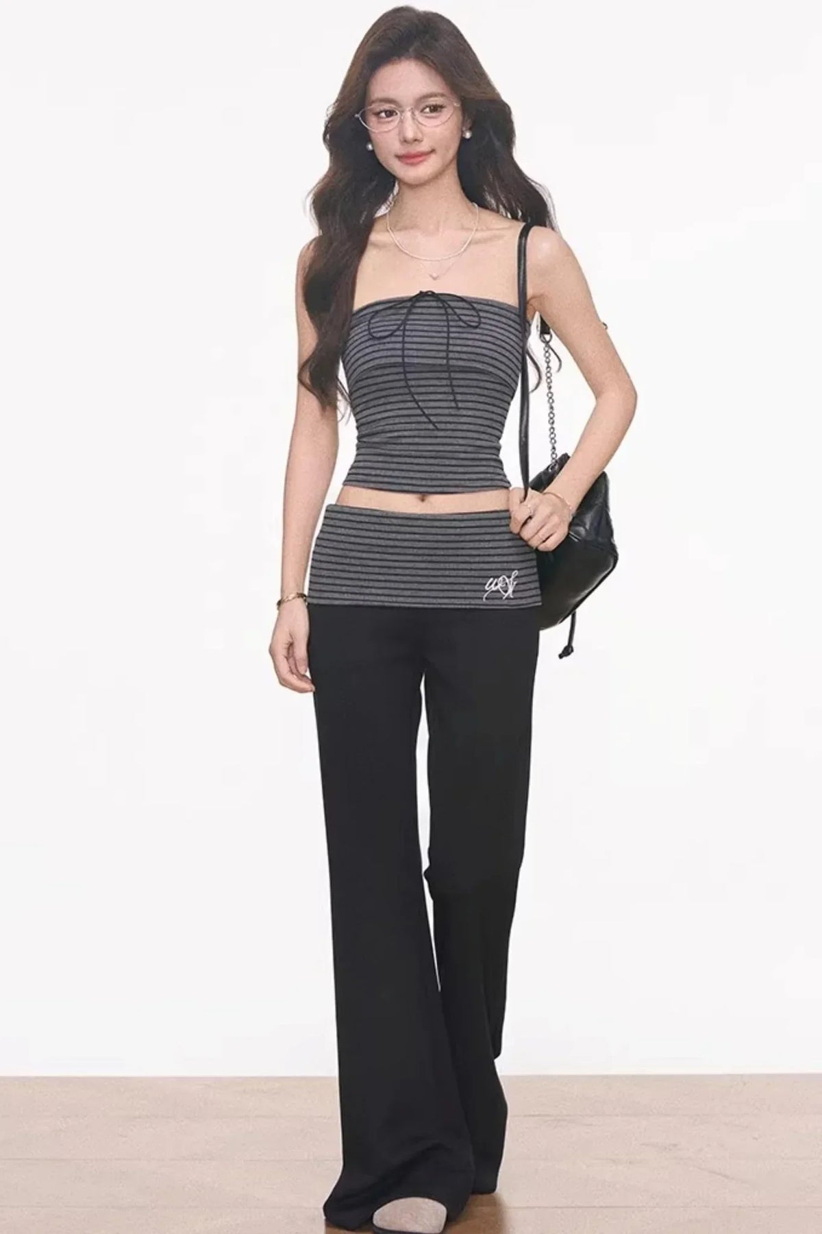 Striped Flared Pants Jacket Set-Up