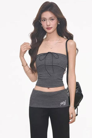 Striped Flared Pants Jacket Set-Up