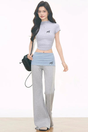 Striped Flared Pants Set-Up