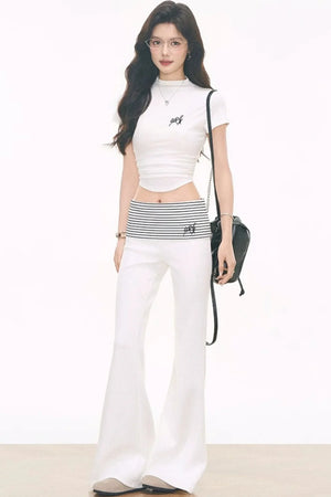 Striped Flared Pants Set-Up