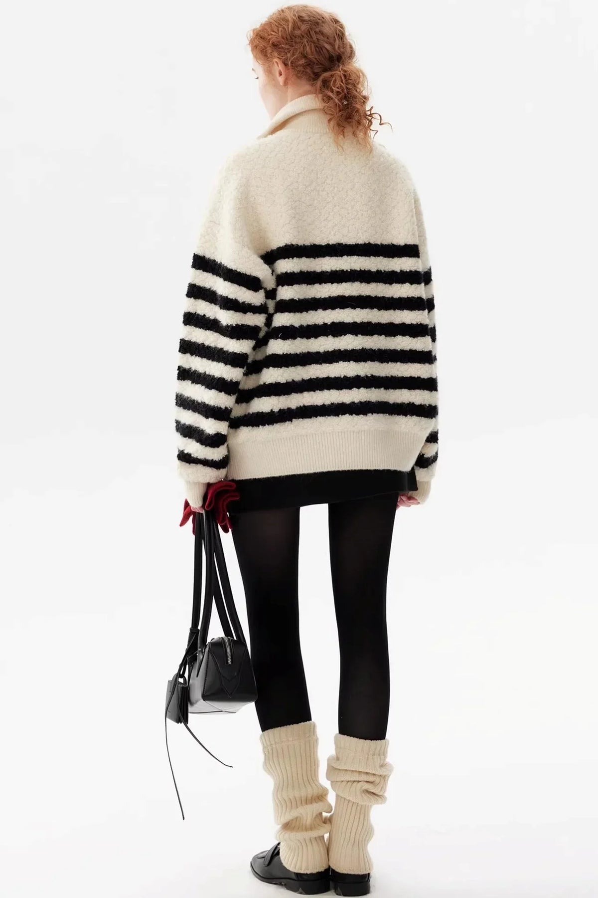 Striped Fleece Pullover Sweater