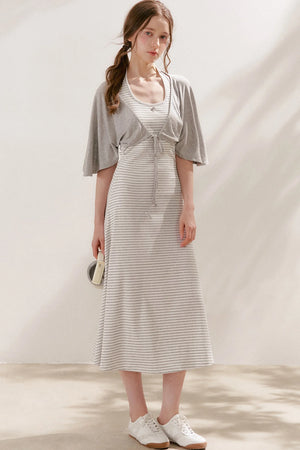 Striped Halter Neck Maxi Dress