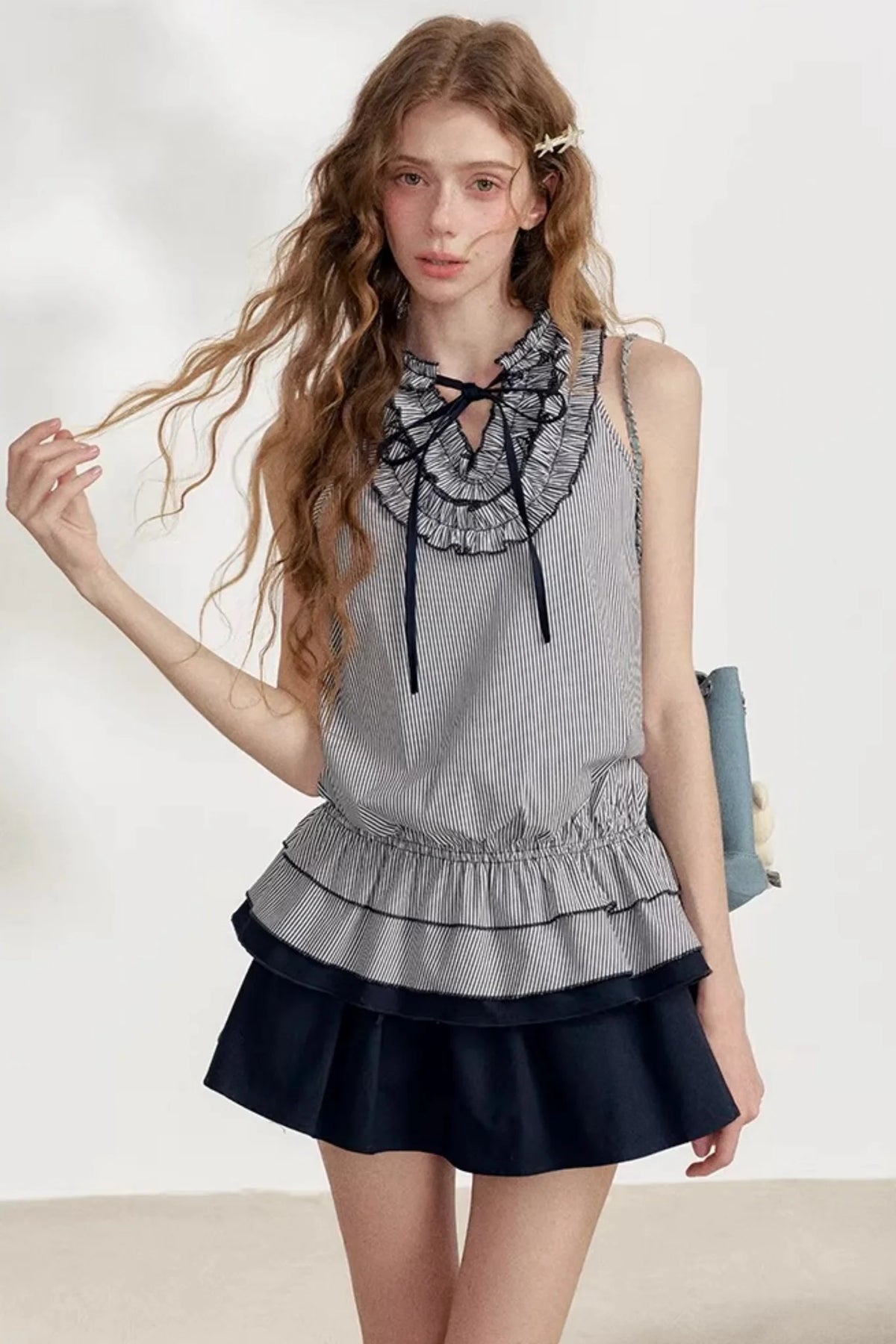 Striped Halter Top and Skirt Set-Up