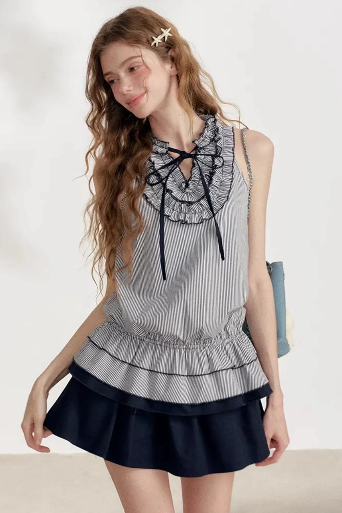 Striped Halter Top and Skirt Set-Up