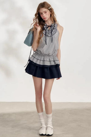 Striped Halter Top and Skirt Set-Up