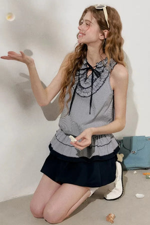 Striped Halter Top and Skirt Set-Up
