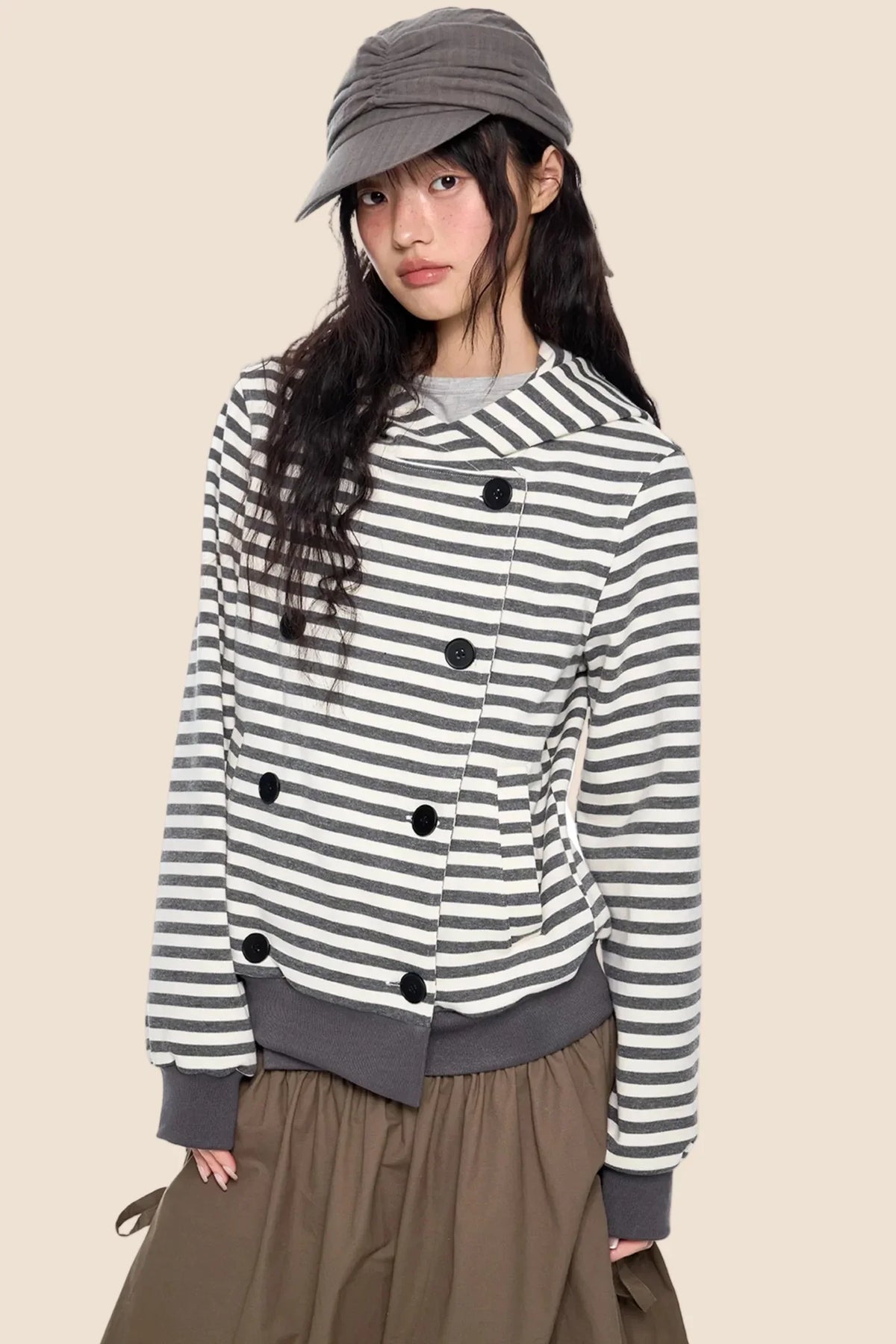 Striped Hooded Cardigan Jacket