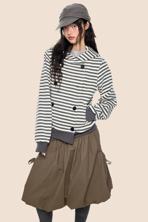 Striped Hooded Cardigan Jacket