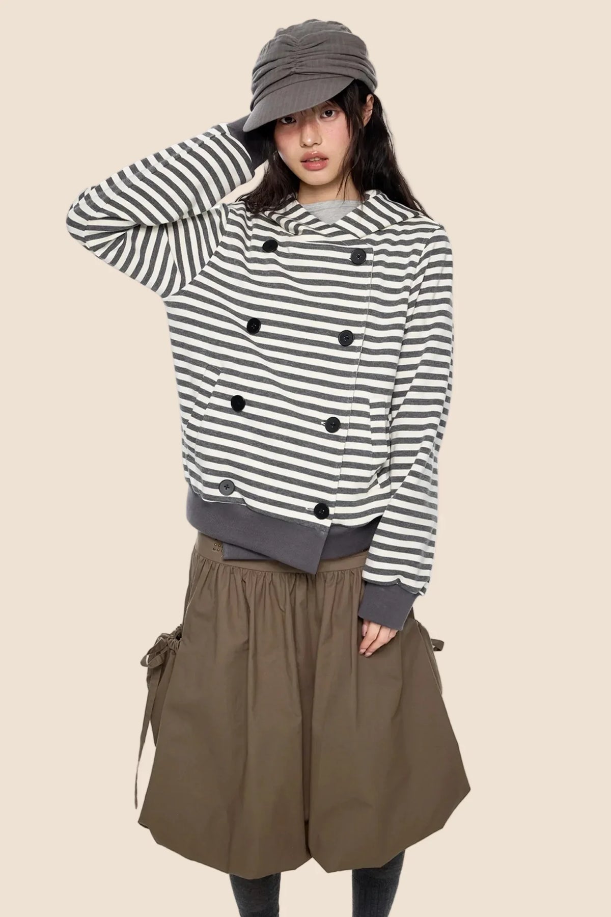 Striped Hooded Cardigan Jacket