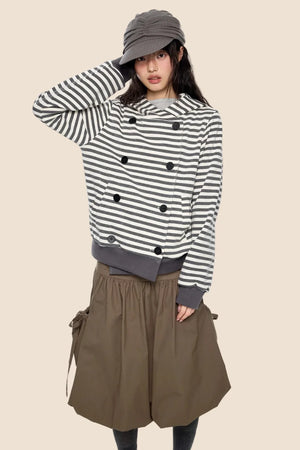Striped Hooded Cardigan Jacket