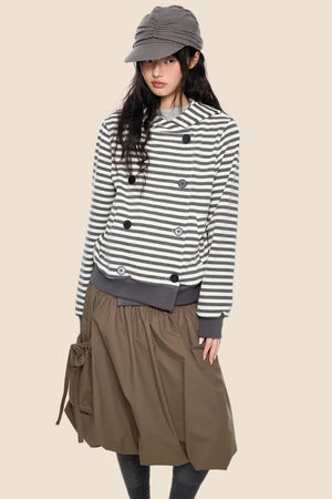 Striped Hooded Cardigan Jacket