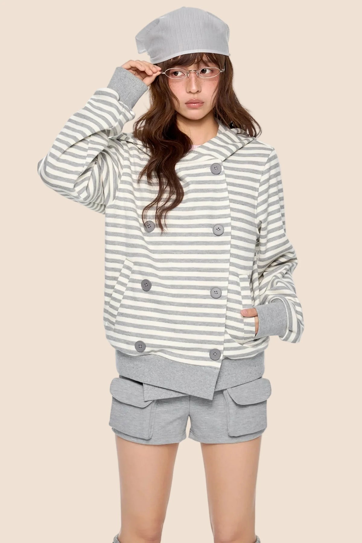 Striped Hooded Cardigan Jacket