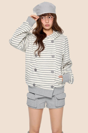 Striped Hooded Cardigan Jacket