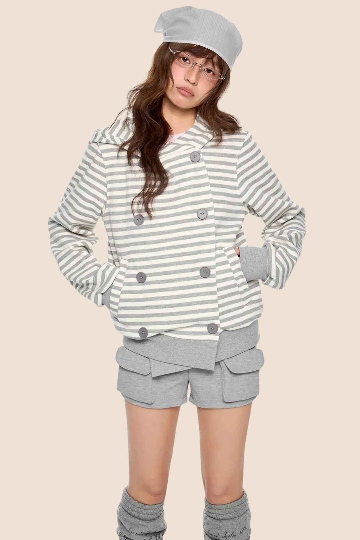 Striped Hooded Cardigan Jacket