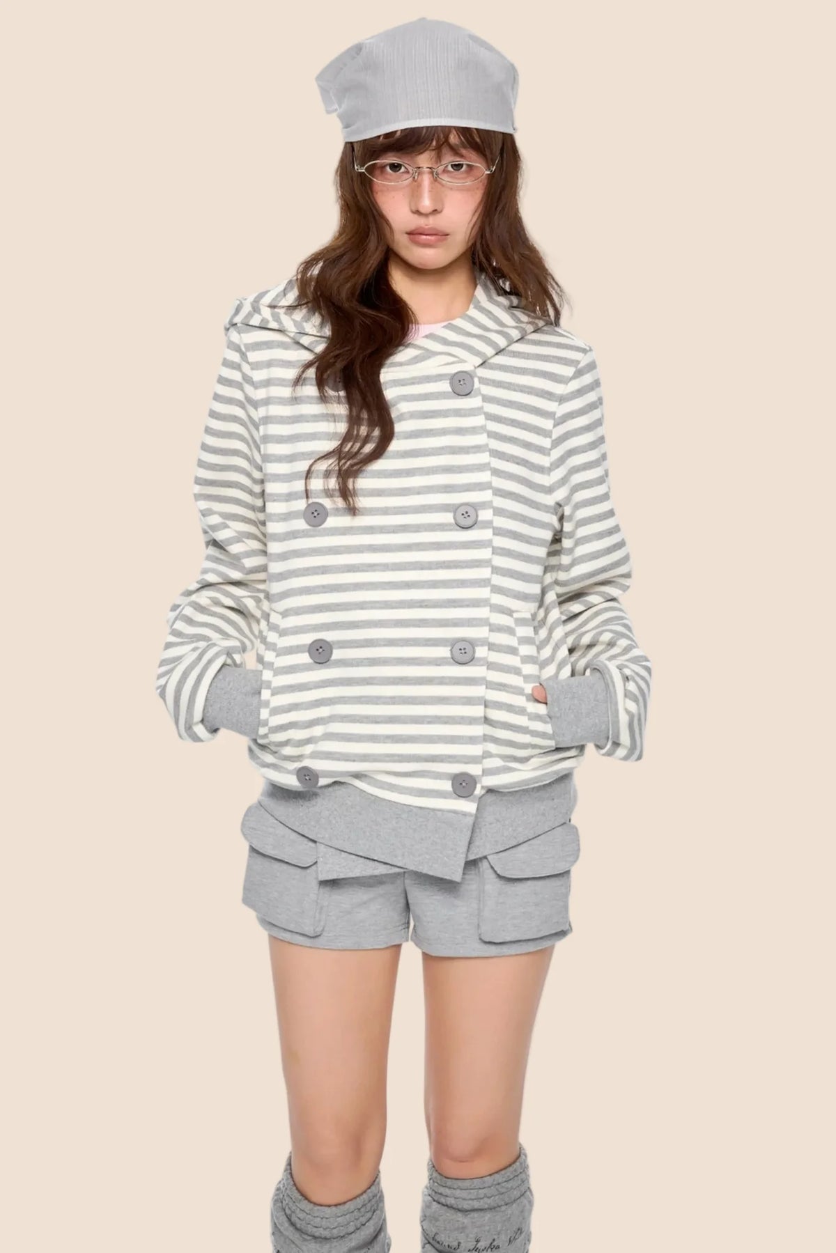 Striped Hooded Cardigan Jacket